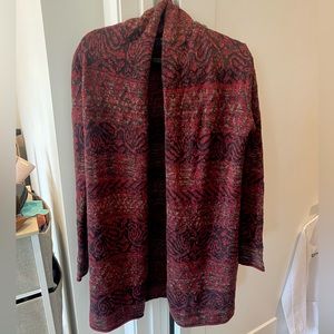 Forever 21 mid length cardigan. Burgundy, green and black colors